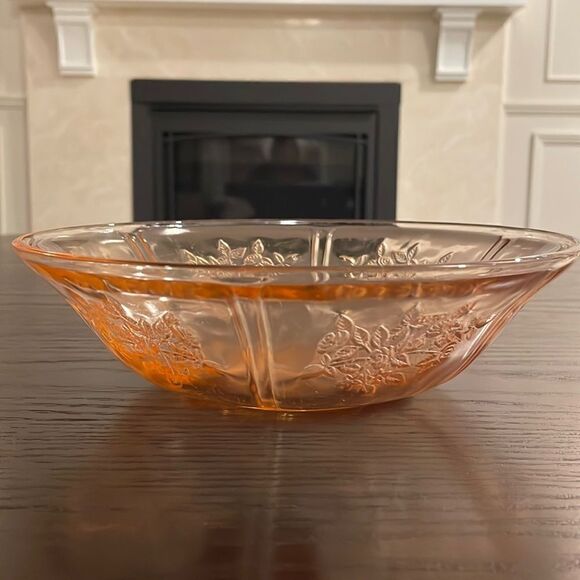 Rose of Sharon Berry Dessert Bowl Pink Glass Federal Glass Vintage Excellent … - Picture 1 of 8